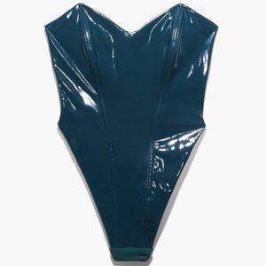 Savage X Fenty Leather Tease Vinyl Strapless Teddy